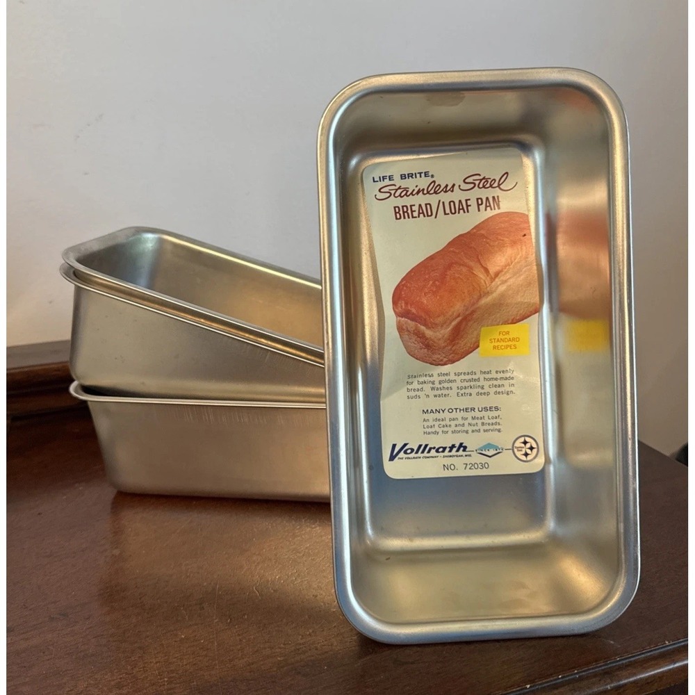 4 - Vollrath Bread /Loaf Pan, Stainless Steel, Life Brite,  #72030,  NOS - USA